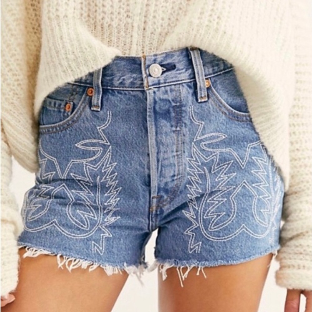 Levi’s 501 High Waisted Embroidered Shorts